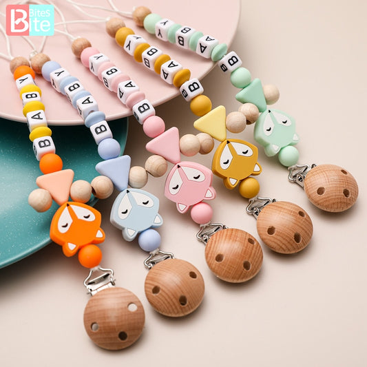 1 Pc Personalized Name Handmade Beech Pacifier Clips